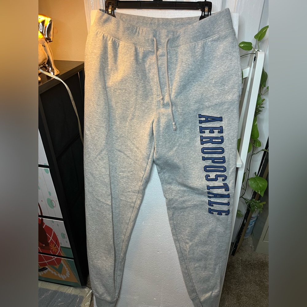 Aeropostale Light Gray Sweatpants with Navy Logo